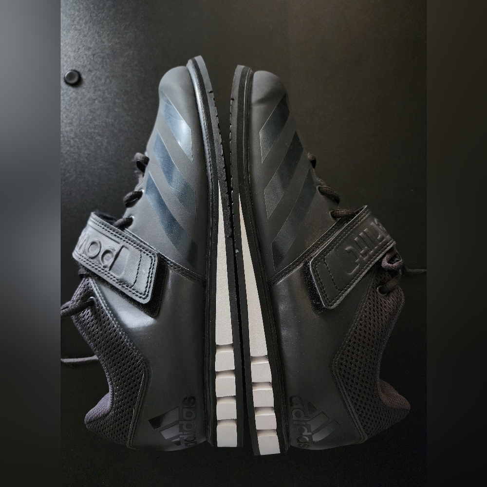 Men's Adidas Powerlift Sneaker, Black/White in size 10. Like new